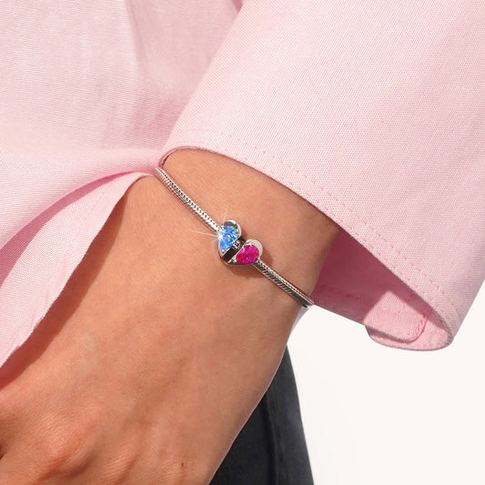 Gnoce Engravable Heart Split Birthstone Pendant Dangle Charm_8