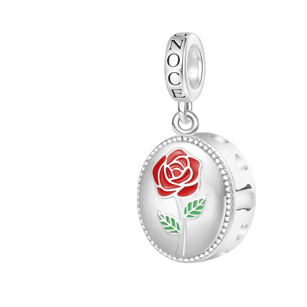 Gnoce Openable Rose Personalized Photo Engravable Pendant Dangle Charm_2