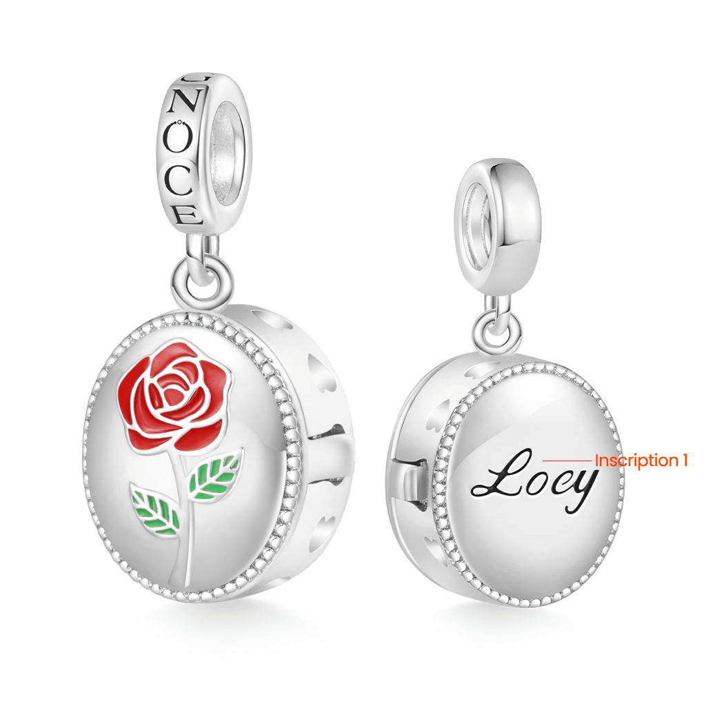Gnoce Openable Rose Personalized Photo Engravable Pendant Dangle Charm_4