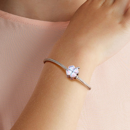 Gnoce Pink Heart Four Leaf Clover Charm_5