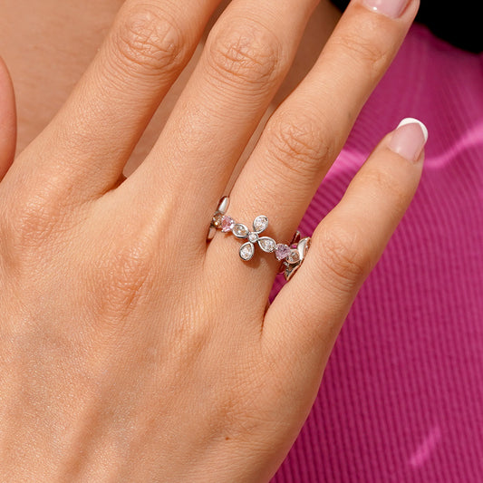 Gnoce Pear-shaped Stone Flower Ring_5