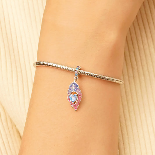 Gnoce Peacock Feather Pendant Dangle Charm_6