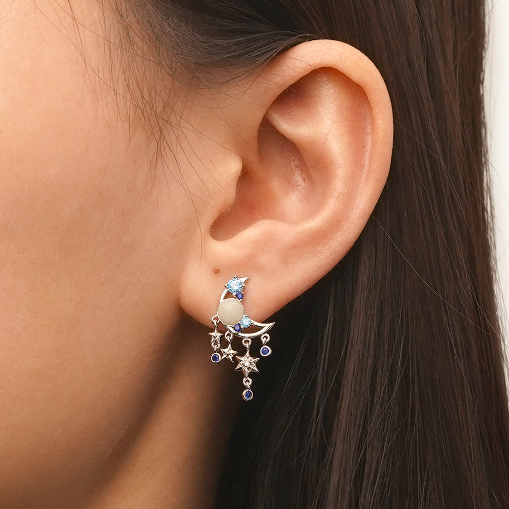 Gnoce Sparkling Glow-in-the-Dark Moon Stud Earrings_6
