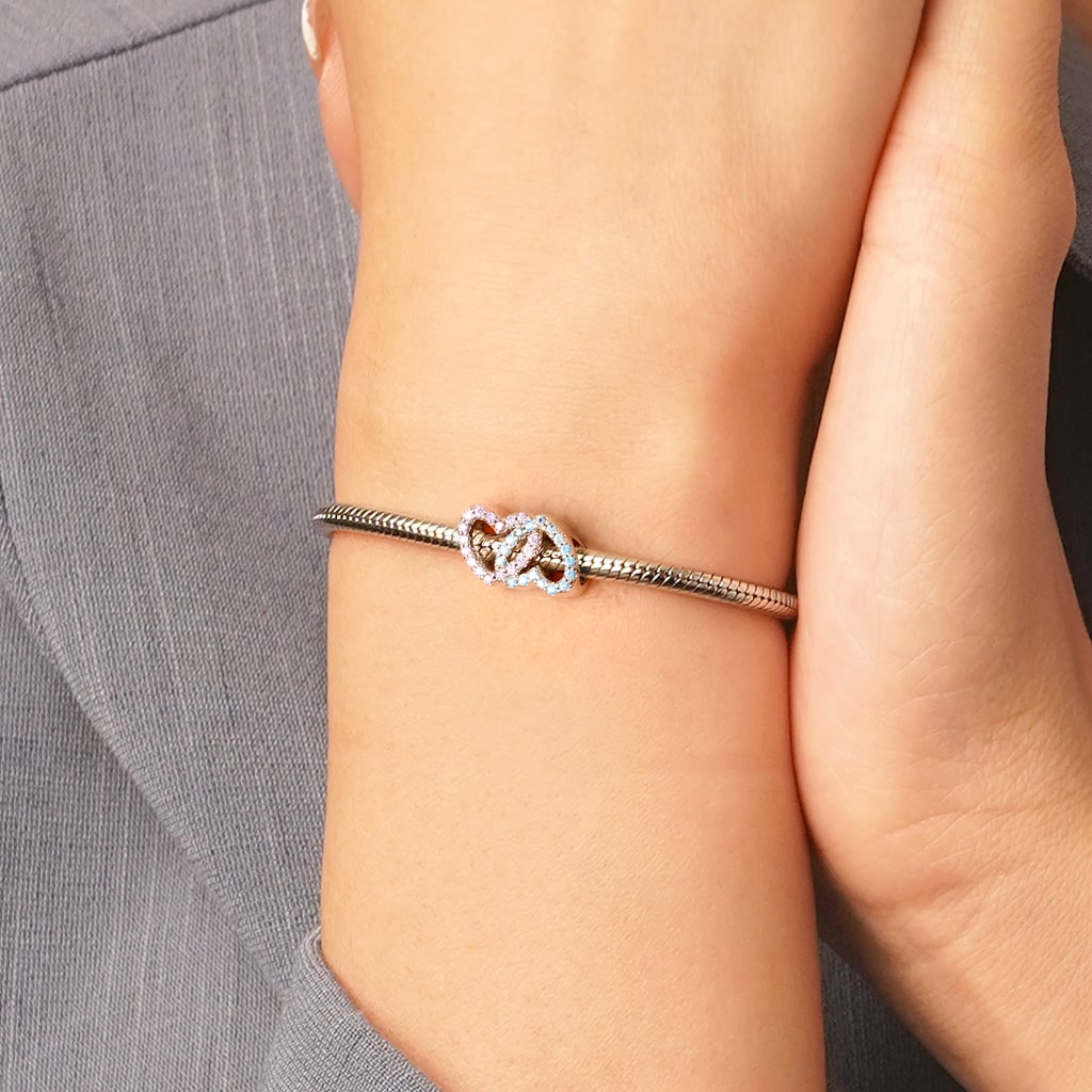 Gnoce Two Love Heart Surround Birthstone Charm_6