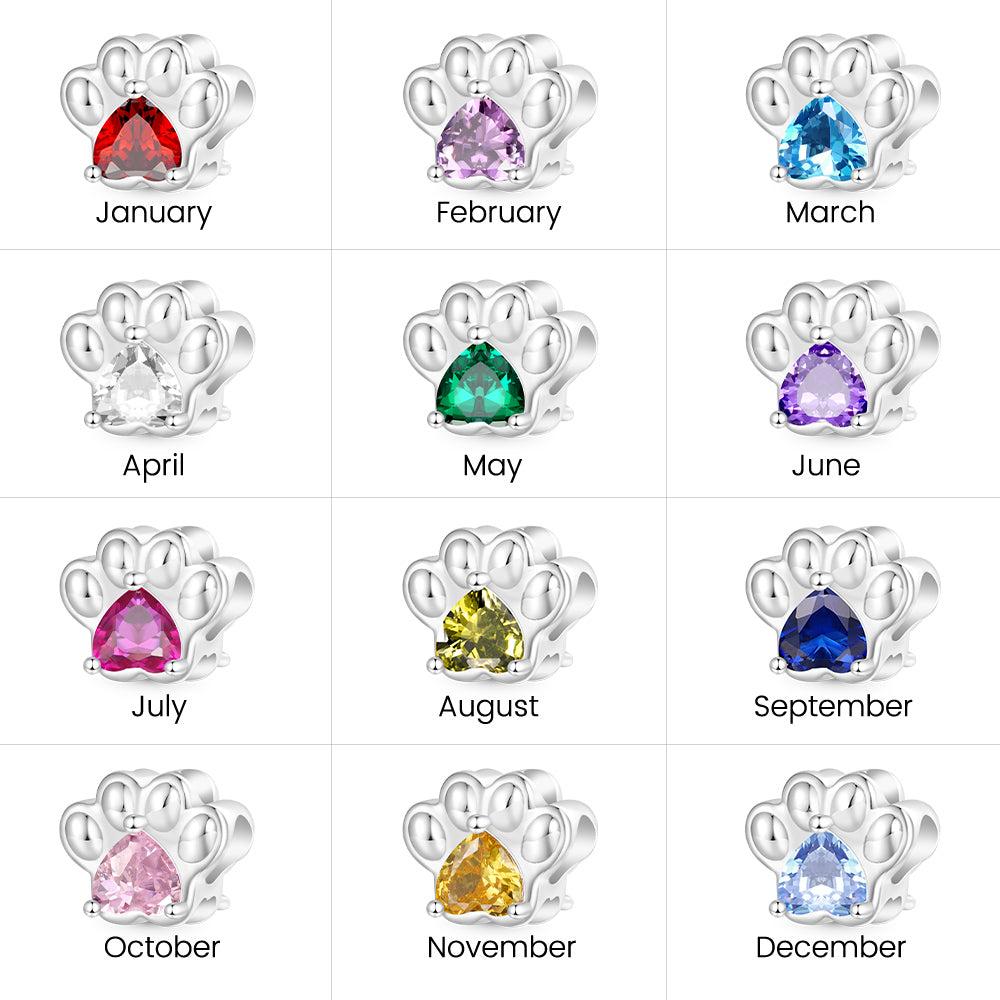 Gnoce Pet Paw Heart Birthstone Charm_6