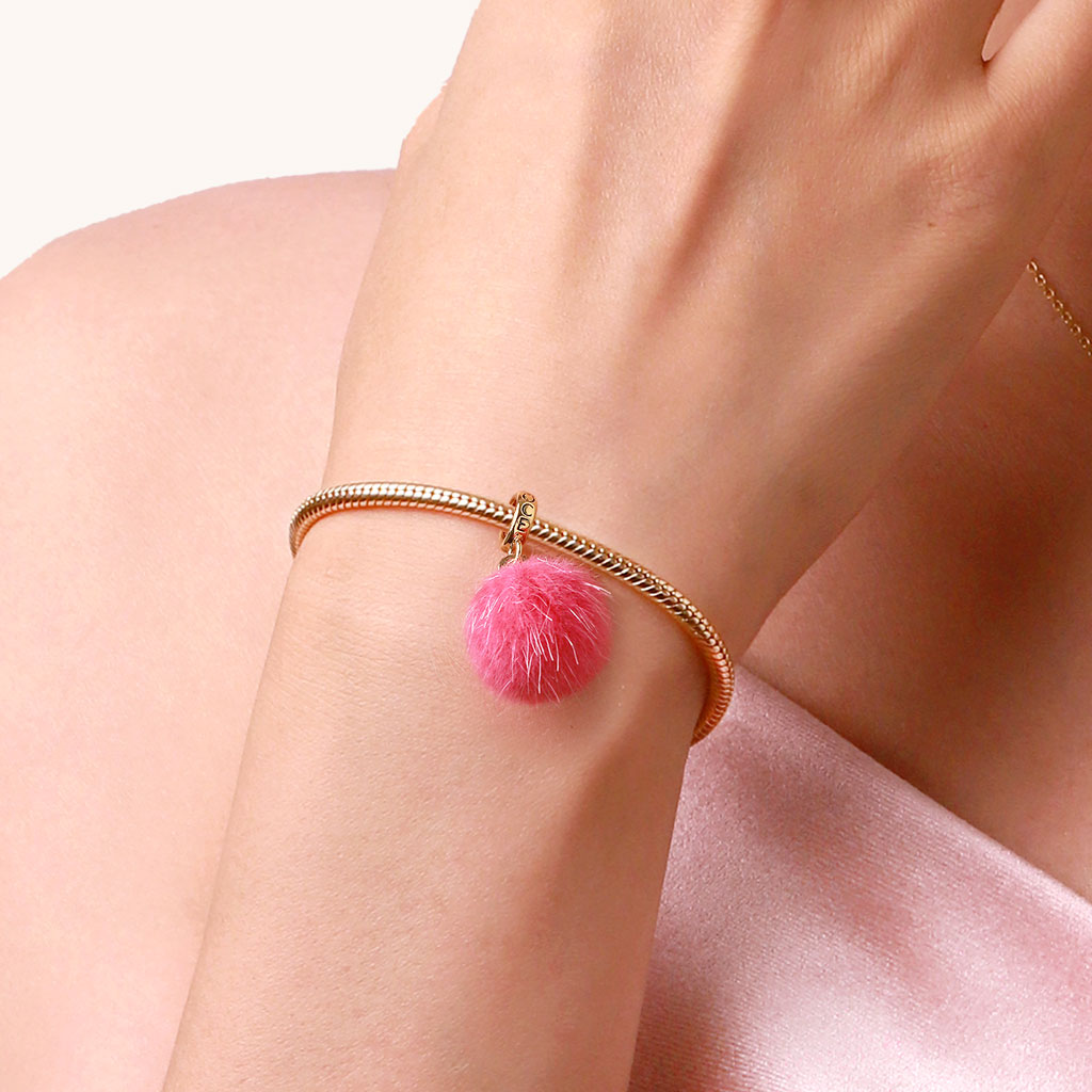 Gnoce Multicolor Small Fur Ball Pendant Dangle Charm_6