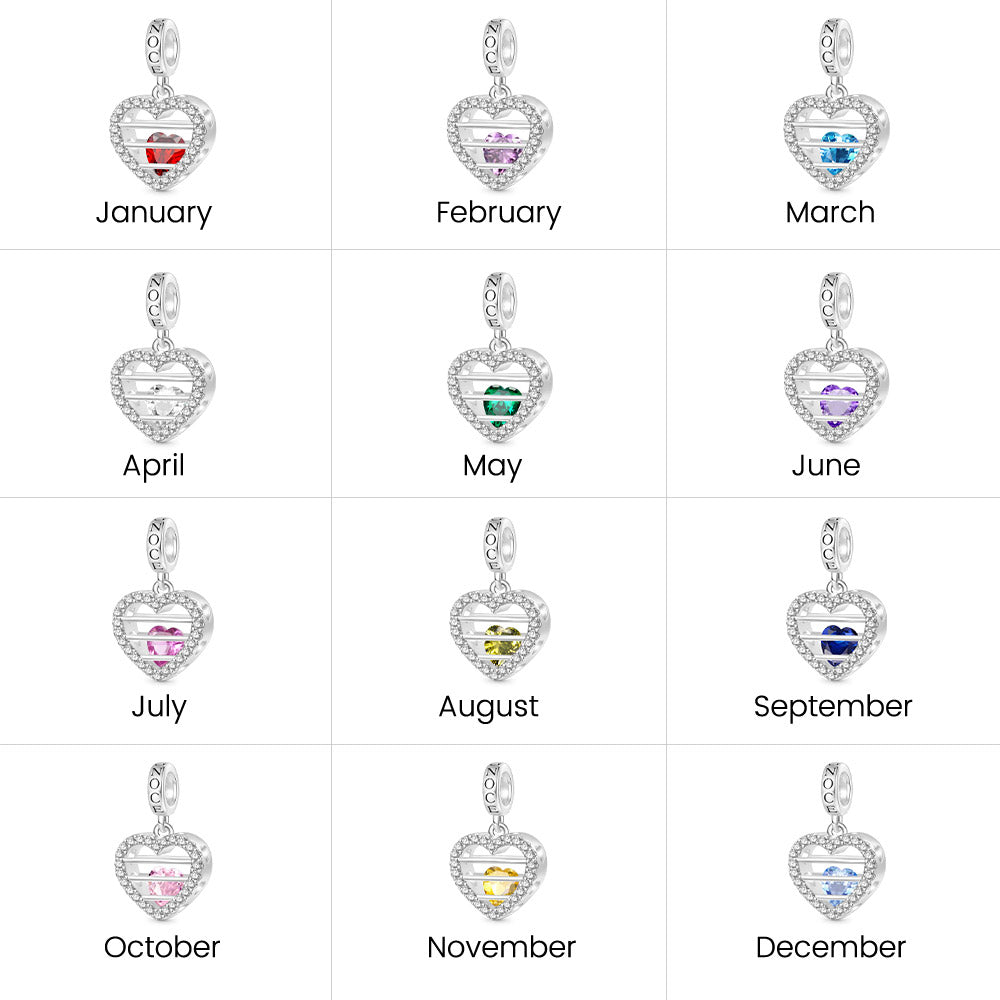 Gnoce Sealed Love Heart Birthstone Pendant Dangle Charm_7