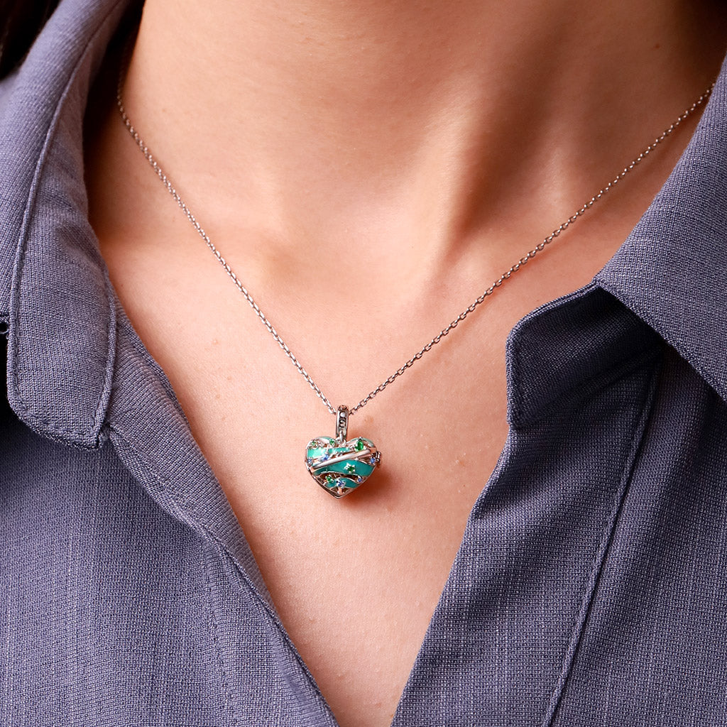 Gnoce Heart Solar System Wireless LED Glow Uranus Pendant Dangle Charm_7