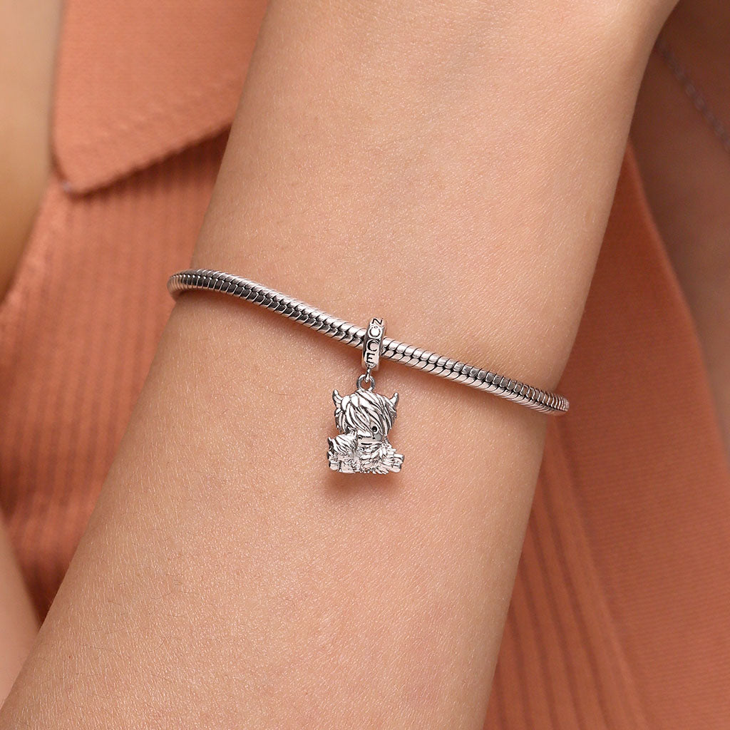 Gnoce Highland Cow Mother and Child Pendant Dangle Charm_6