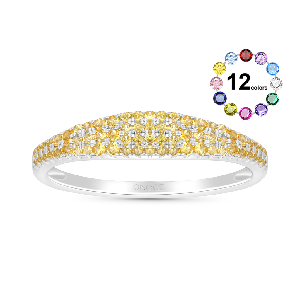 Gnoce Yellow Diamond Pave Birthstone Band Ring_1