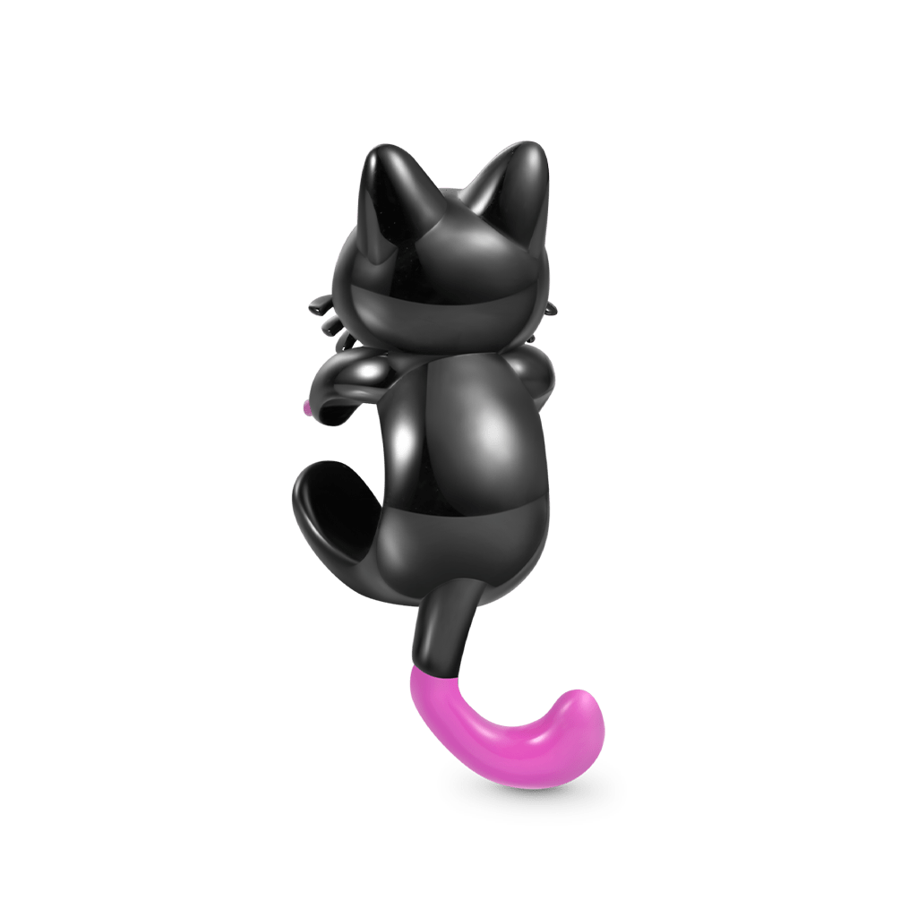 Gnoce Glow-in-the-Dark Pink Tail Black Cat Charm_3