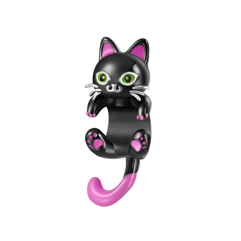 Gnoce Glow-in-the-Dark Pink Tail Black Cat Charm_1