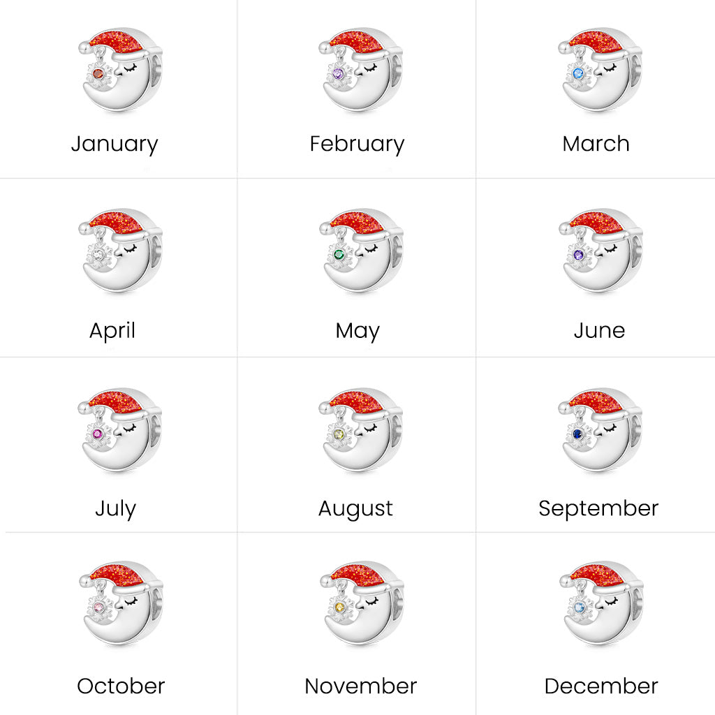 Gnoce Christmas Engravable Moon Birthstone Snowflake Charm_7
