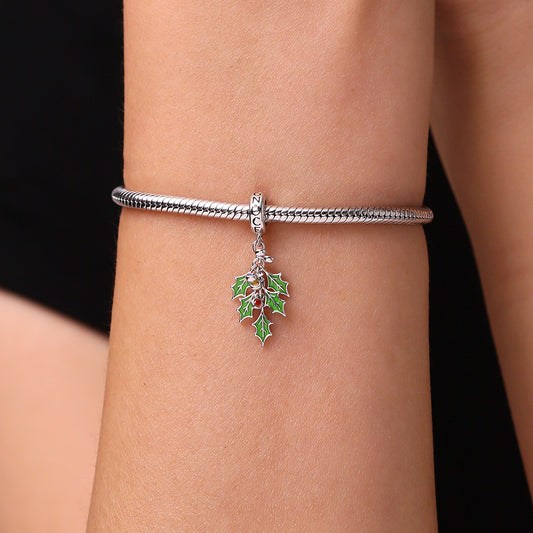 Gnoce Christmas Green Holly Berries Birthstone Pendant Dangle Charm_7