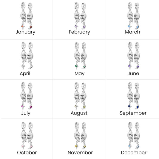 Gnoce Love Engravable Name Birthstone ‘Happy birthday’ Double Pendant Dangle Charm_7