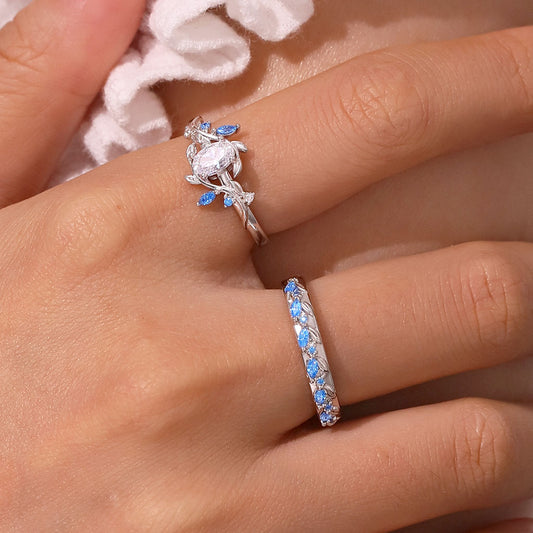 Gnoce Oval-cut Diamond Vine Women's Promise Ring_5