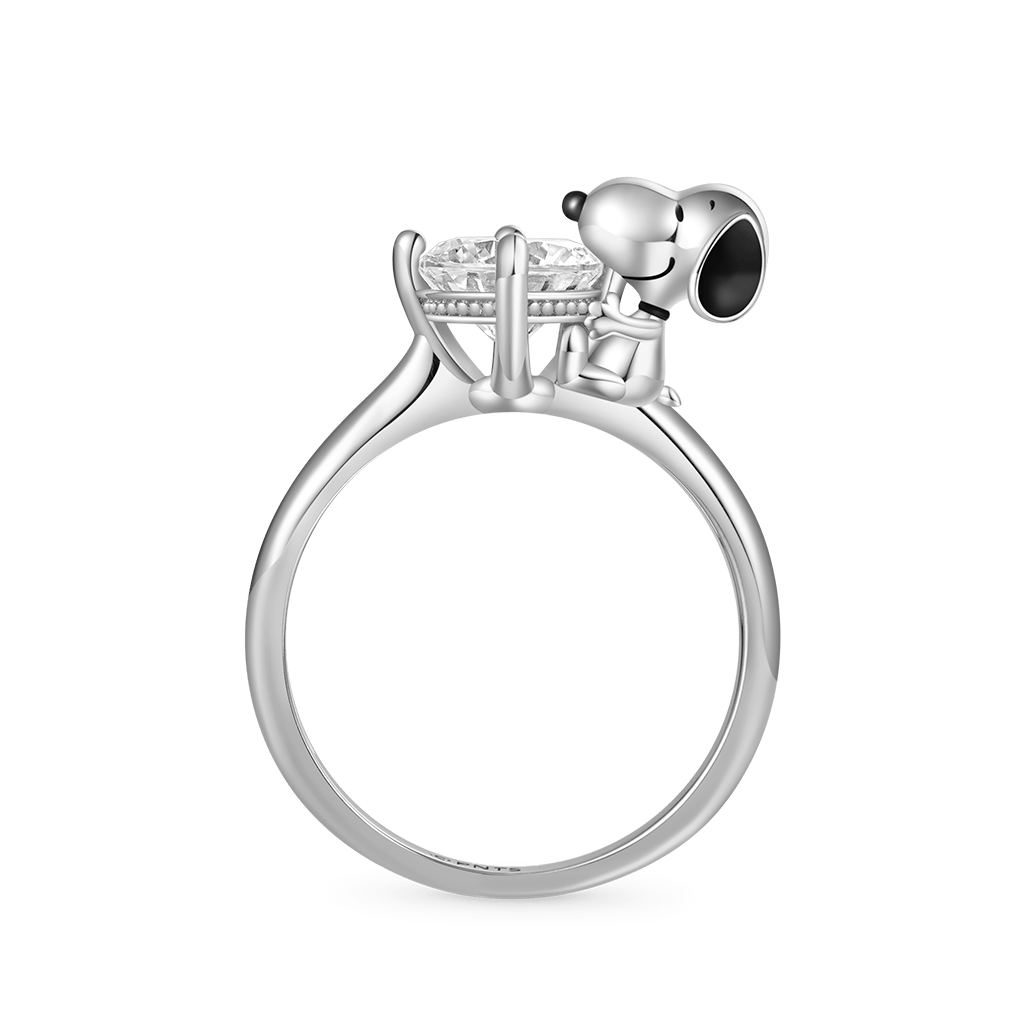 Gnoce Peanuts Snoopy Hug White Diamond Ring_1