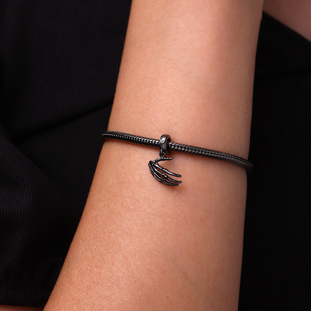 Gnoce Halloween Skull Handshake Combination Double Pendant Dangle Charm_8