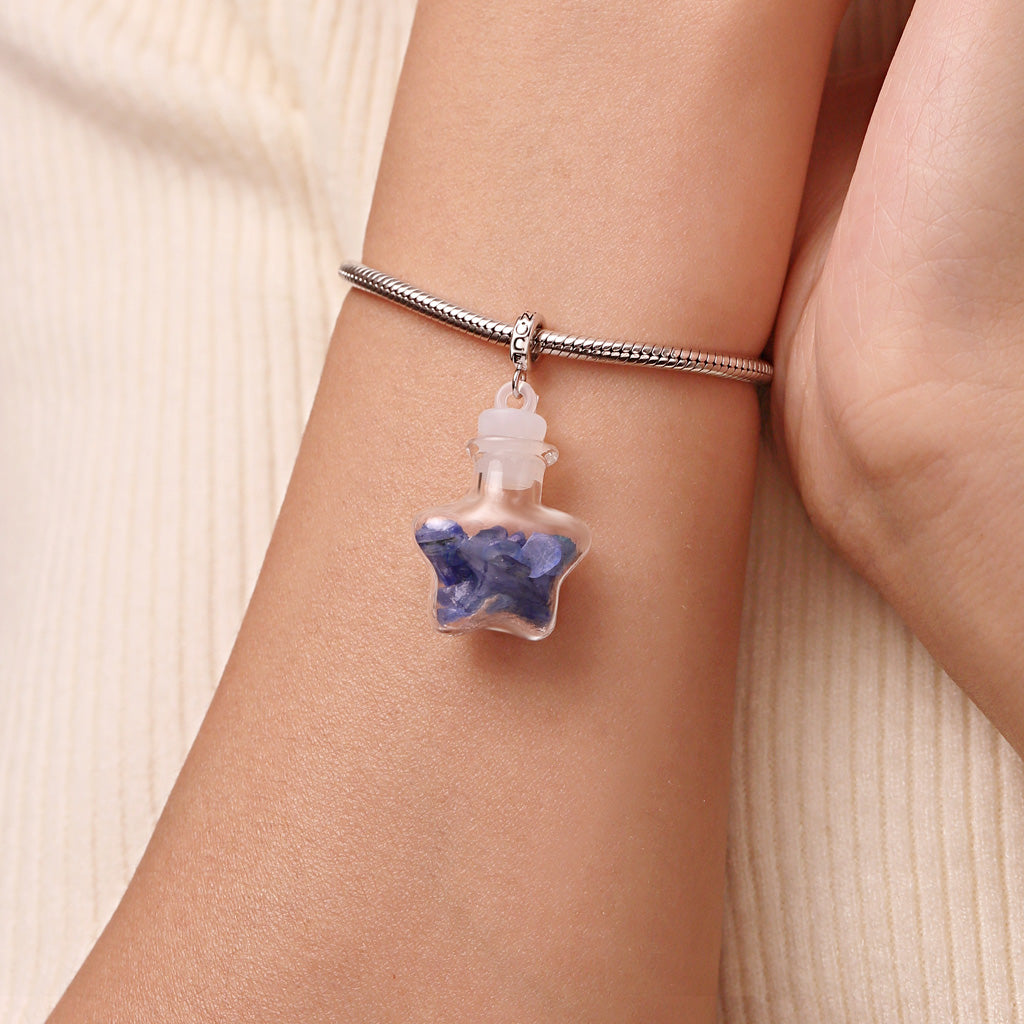 Gnoce Blue Stripe Crystal Glass Bottle Pendant Dangle Charm_6