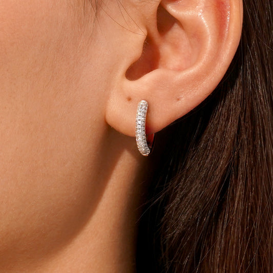 Gnoce Cubic Zirconia Sterling Silver Hoop Earrings_6