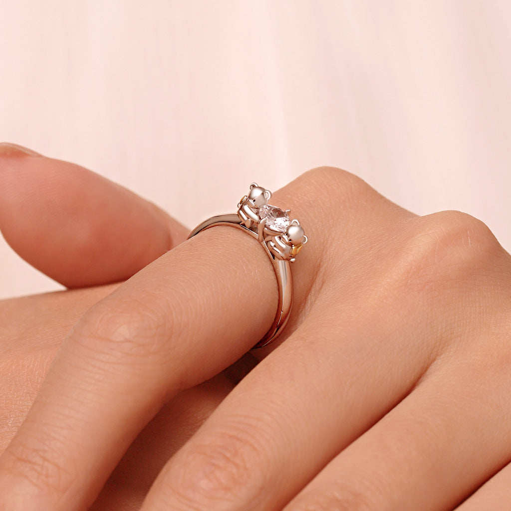 Gnoce Bear Embrace White Zircon Ring_6