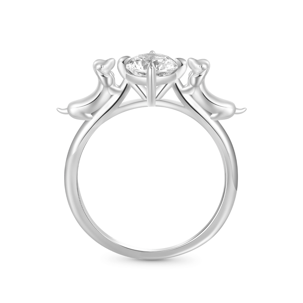 Gnoce Dachshund Embrace White Zircon Ring_1