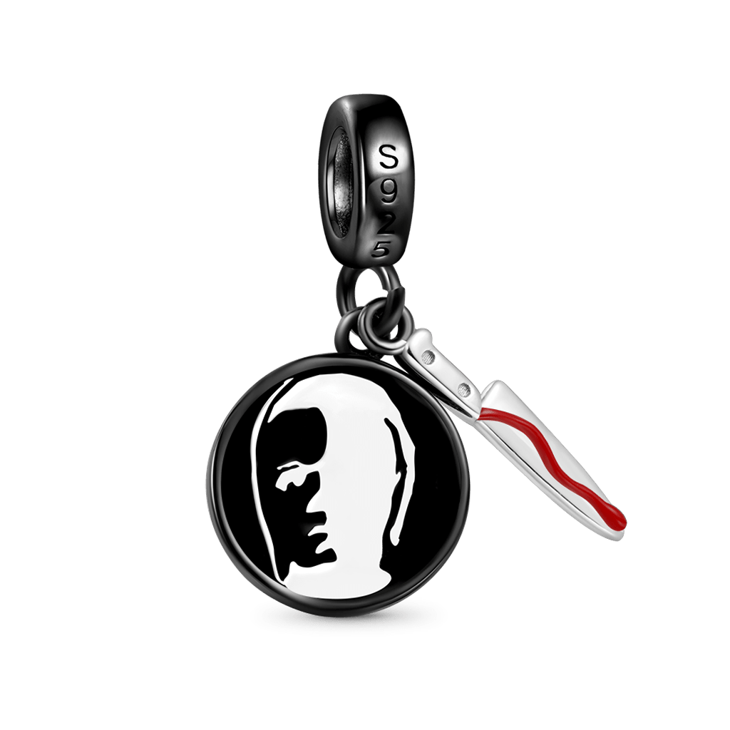 Gnoce Halloween Michael Myers Silhouette Head & Knife Pendant Dangle Charm_2