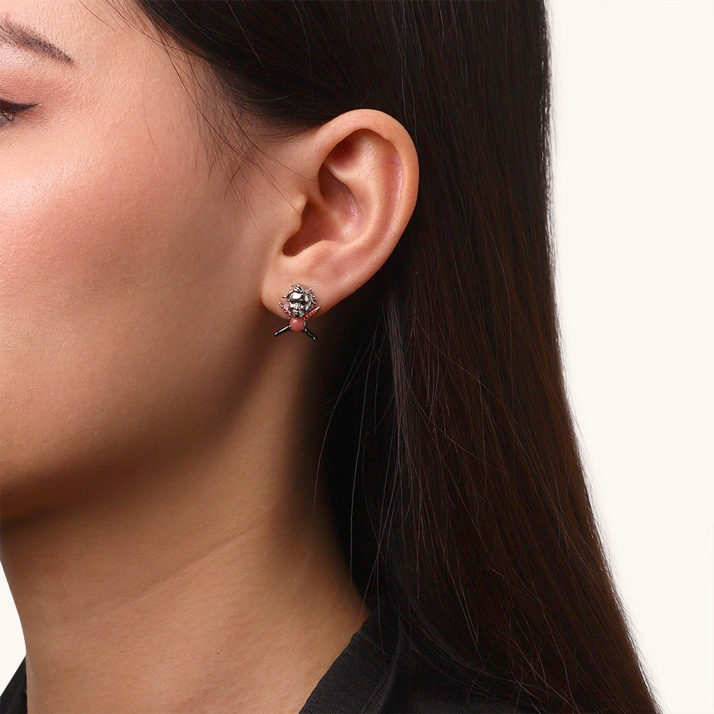 Gnoce Halloween Michael Myers and Knife Gemstone Stud Earrings_5