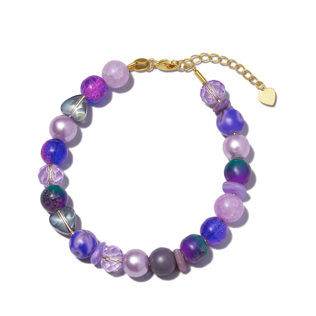 Gnoce Crystal Purple Glass DIY Beaded Bracelet_1