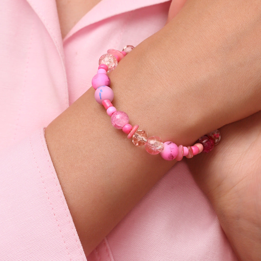 Gnoce DIY Pink Cracked Glass Beaded Bracelet_6