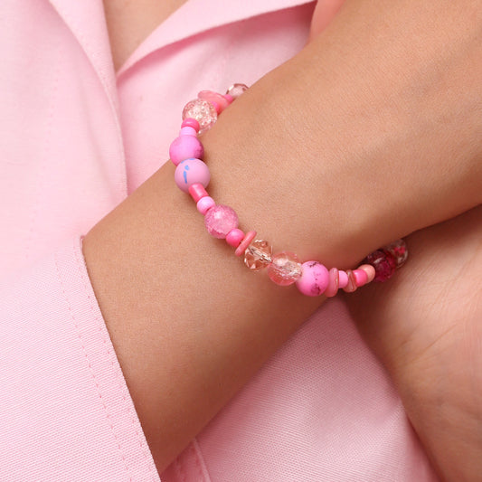 Gnoce DIY Pink Cracked Glass Beaded Bracelet_6