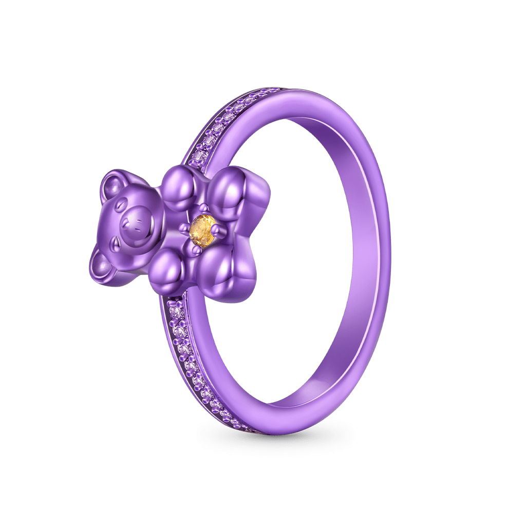 Gnoce Cute Purple Candy Bear Ring_2
