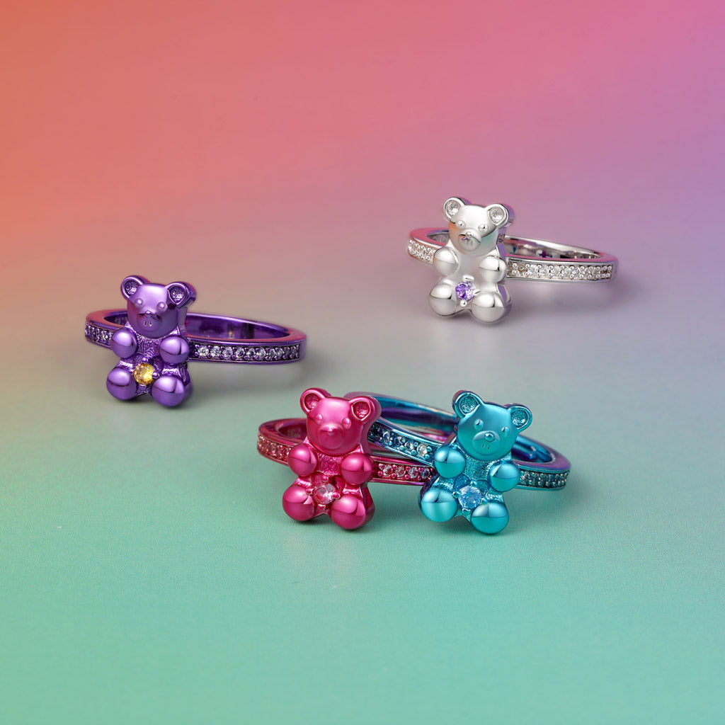 Gnoce Cute Blue Candy Bear Ring_3