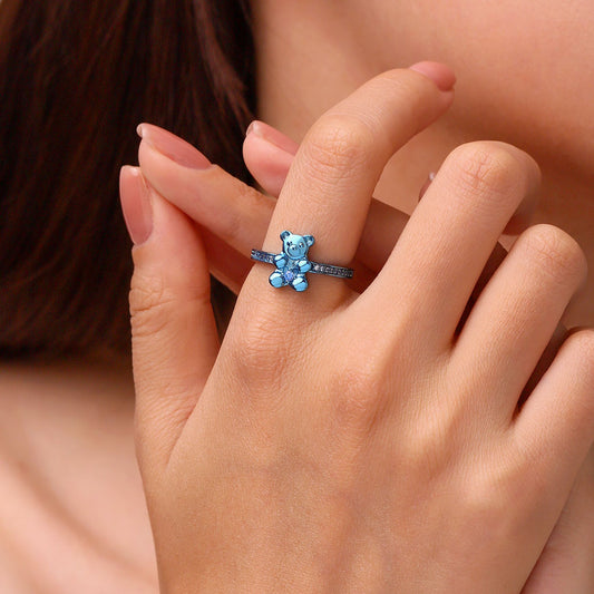 Gnoce Cute Blue Candy Bear Ring_5