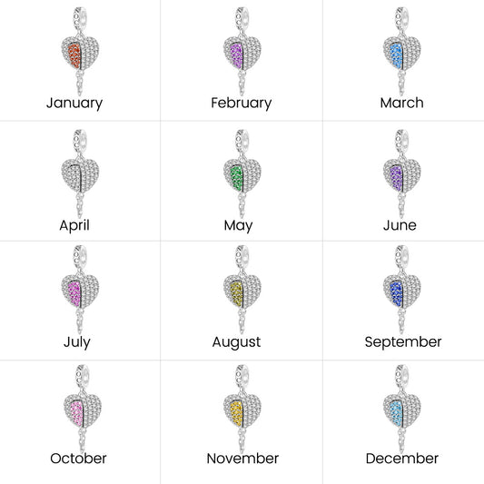 Gnoce Valentine's Day Broken Birthstone Heart Pendant Dangle Charm_8