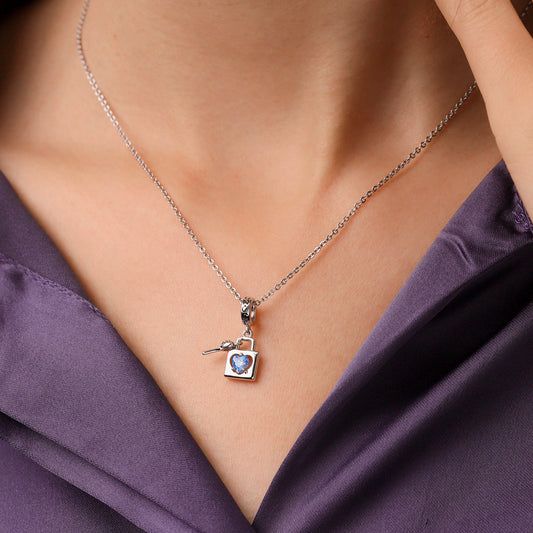 Gnoce Birthstone Love Lock & Key Pendant Dangle Charm_6