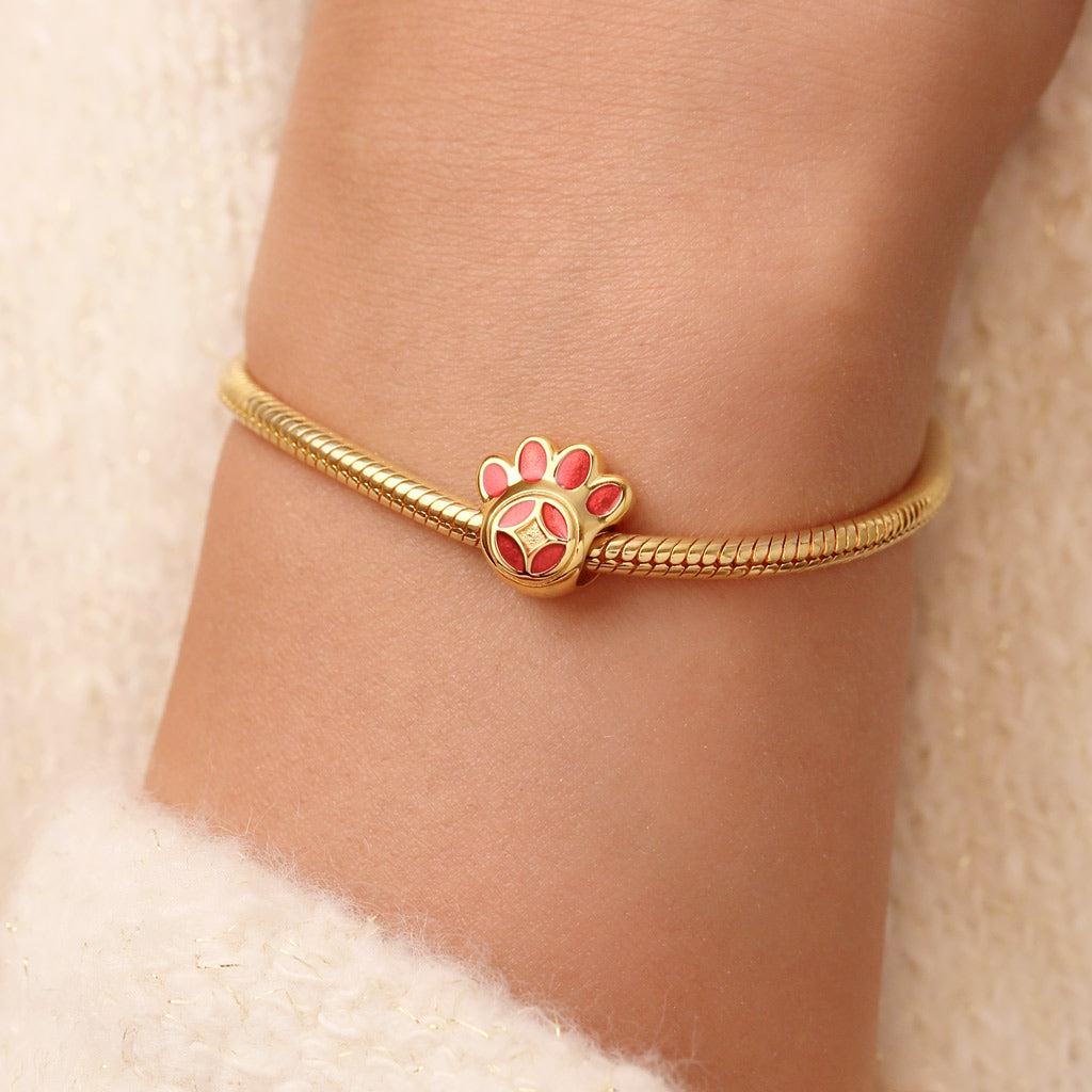 Gnoce Gold Plated Fortune Paw Print Charm_6