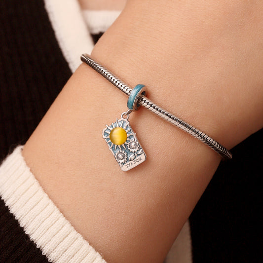 Gnoce Blue Tarot Card Sun Pendant Dangle Charm_6