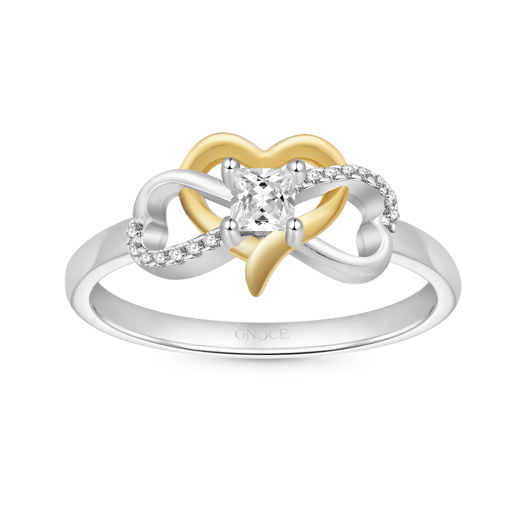 Gnoce Diamond Two-Tone Heart Infinity Mobius Promise Ring_1