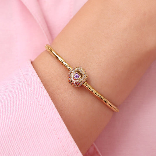 Gnoce 18k Gold Plated Infinite Love Round Birthstone Charm_5