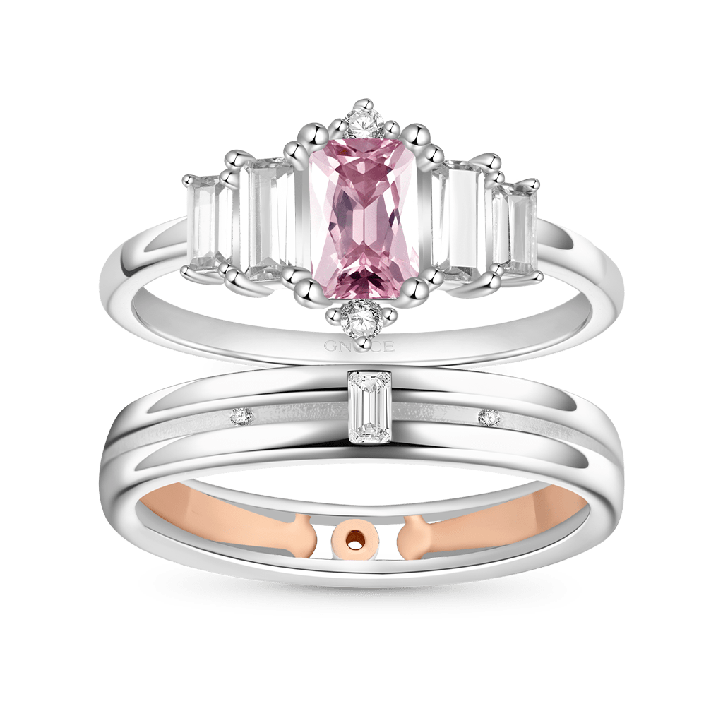 Gnoce Pink Cubic Zirconia Women's Ring_3