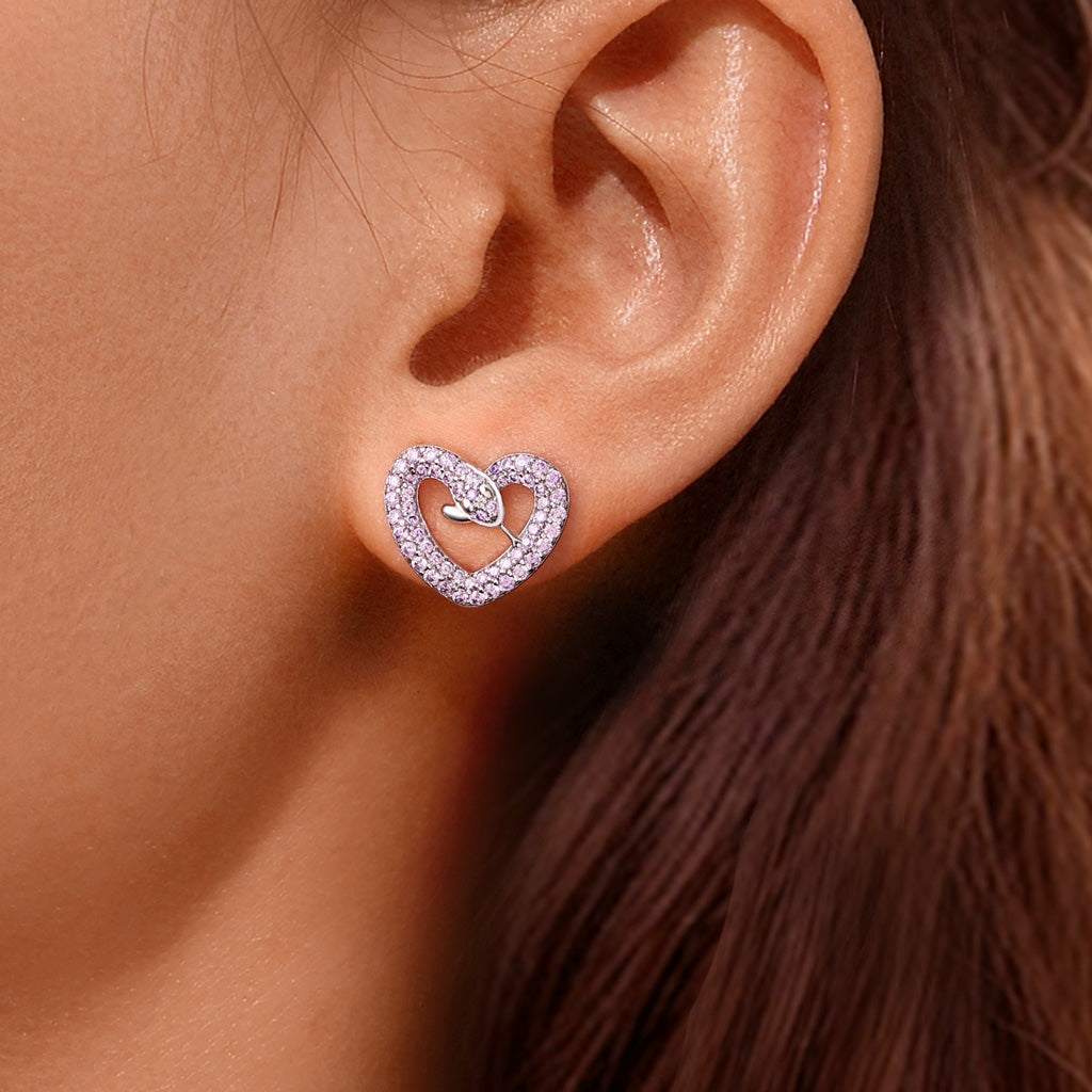 Gnoce Snake Heart Shape Stud Earrings_6
