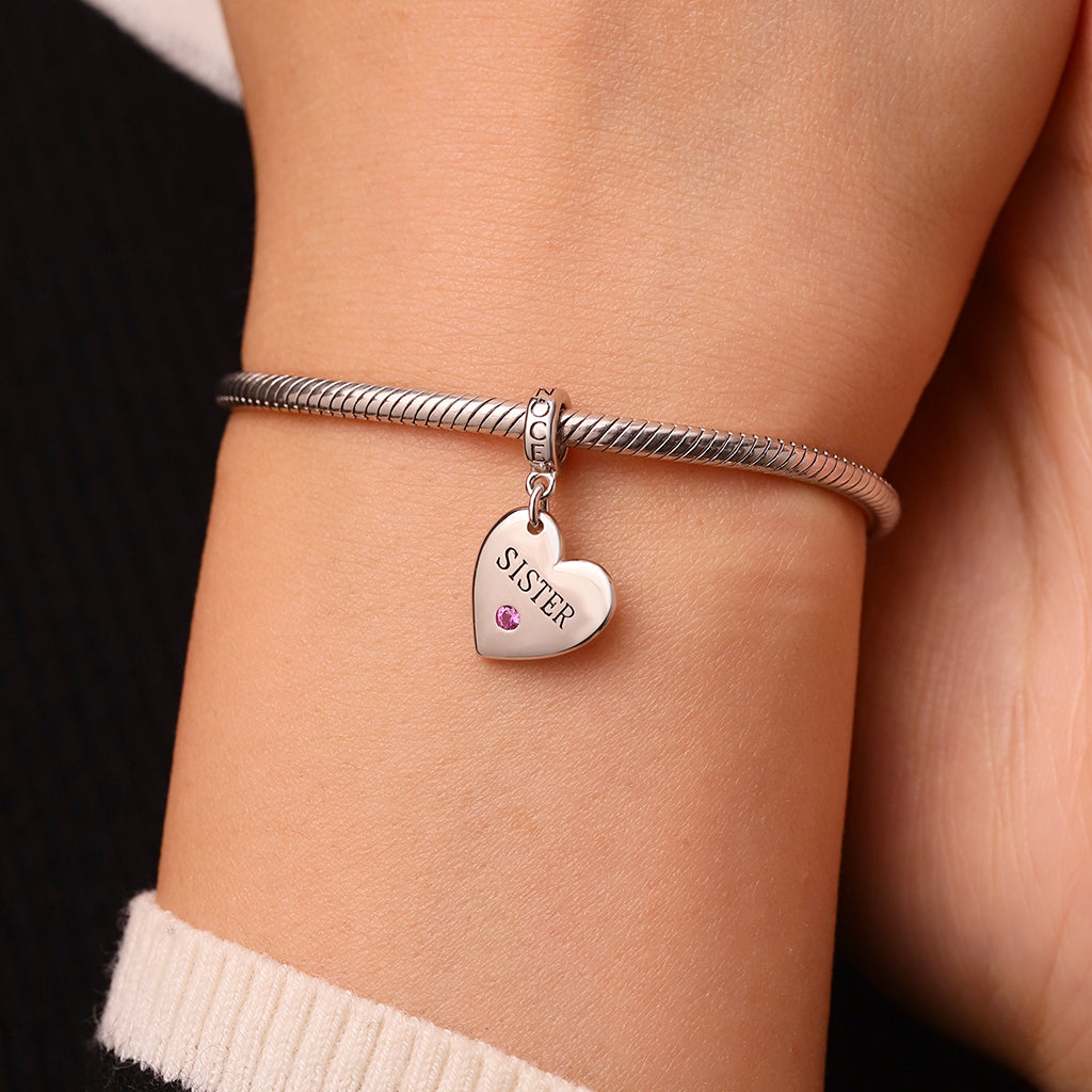 Gnoce SISTER Heart Birthstone Pendant Dangle Charm_7