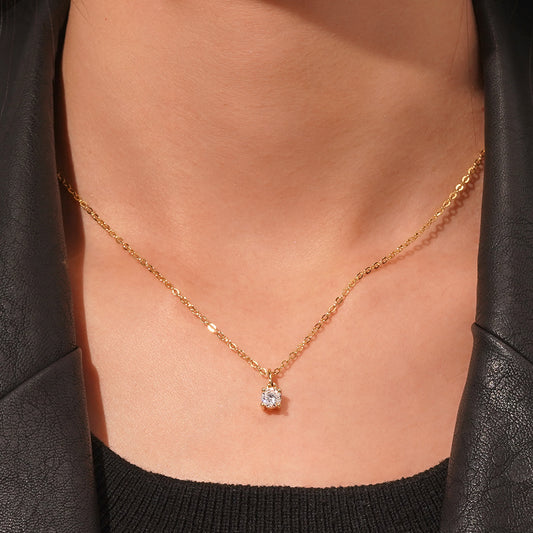 Gnoce Solitaire Diamond Pendant Necklace_6