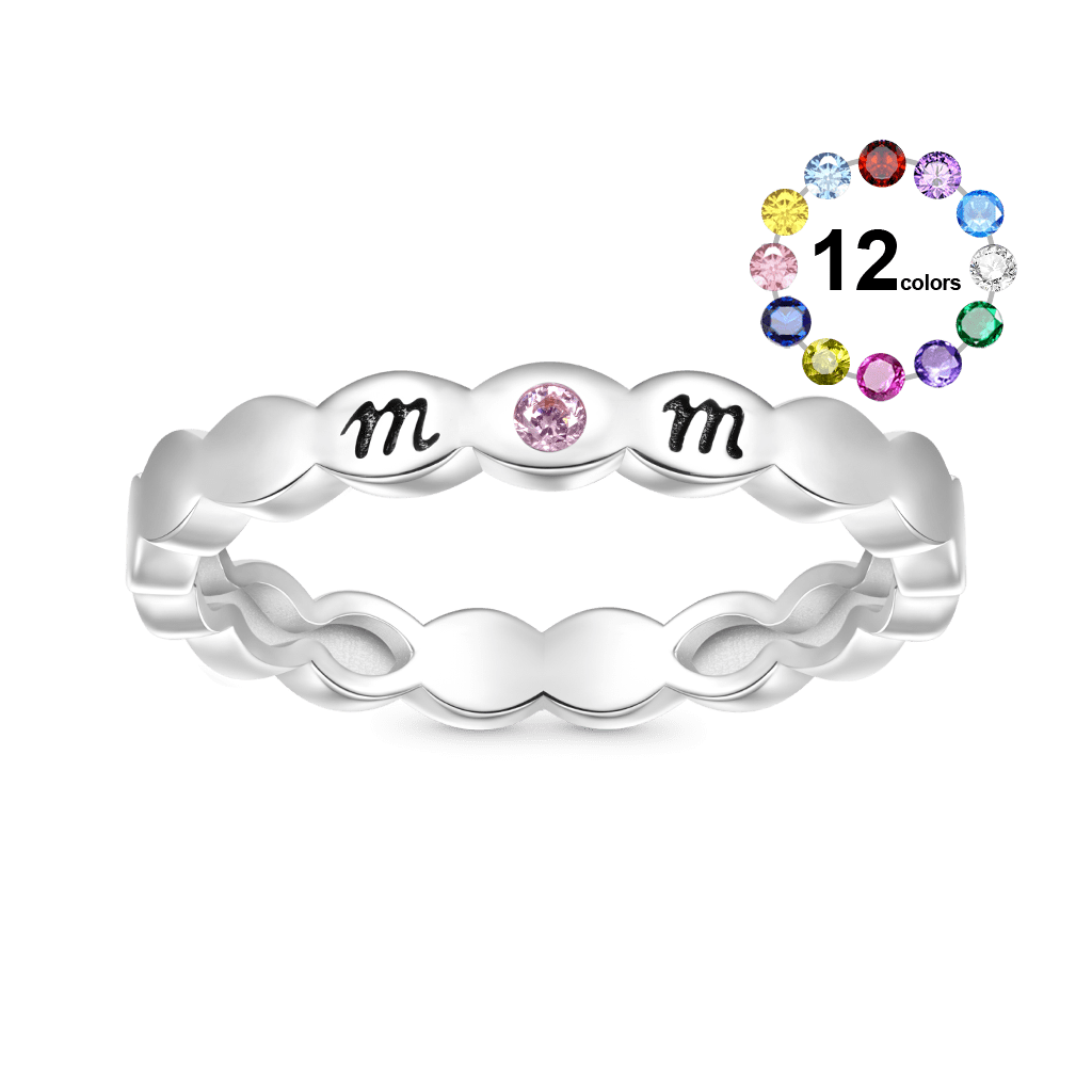 Gnoce Mom Heart Birthstone Teardrop Eternity Band Ring_1