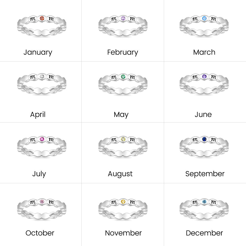 Gnoce Mom Heart Birthstone Teardrop Eternity Band Ring_3