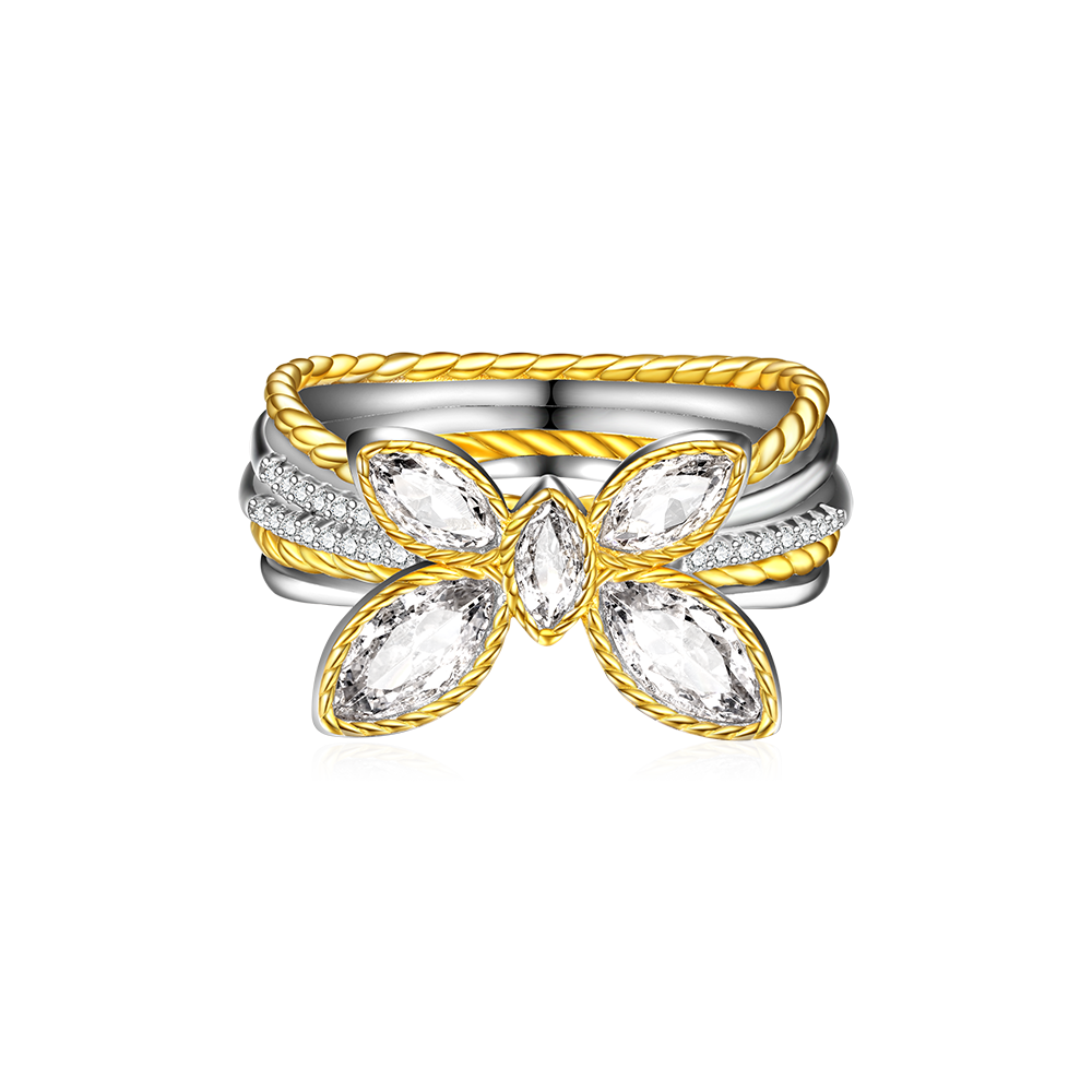 Gnoce Marquise Butterfly Two-tone Fashion Ring_1