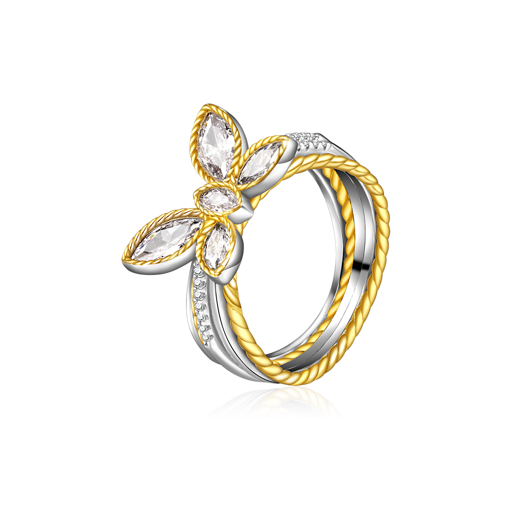Gnoce Marquise Butterfly Two-tone Fashion Ring_2