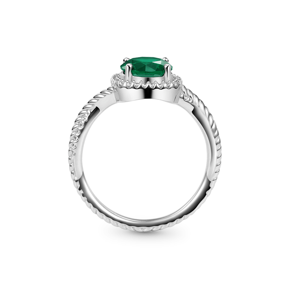 Gnoce Round Cut Green Halo Split Shank Engagement Ring_2