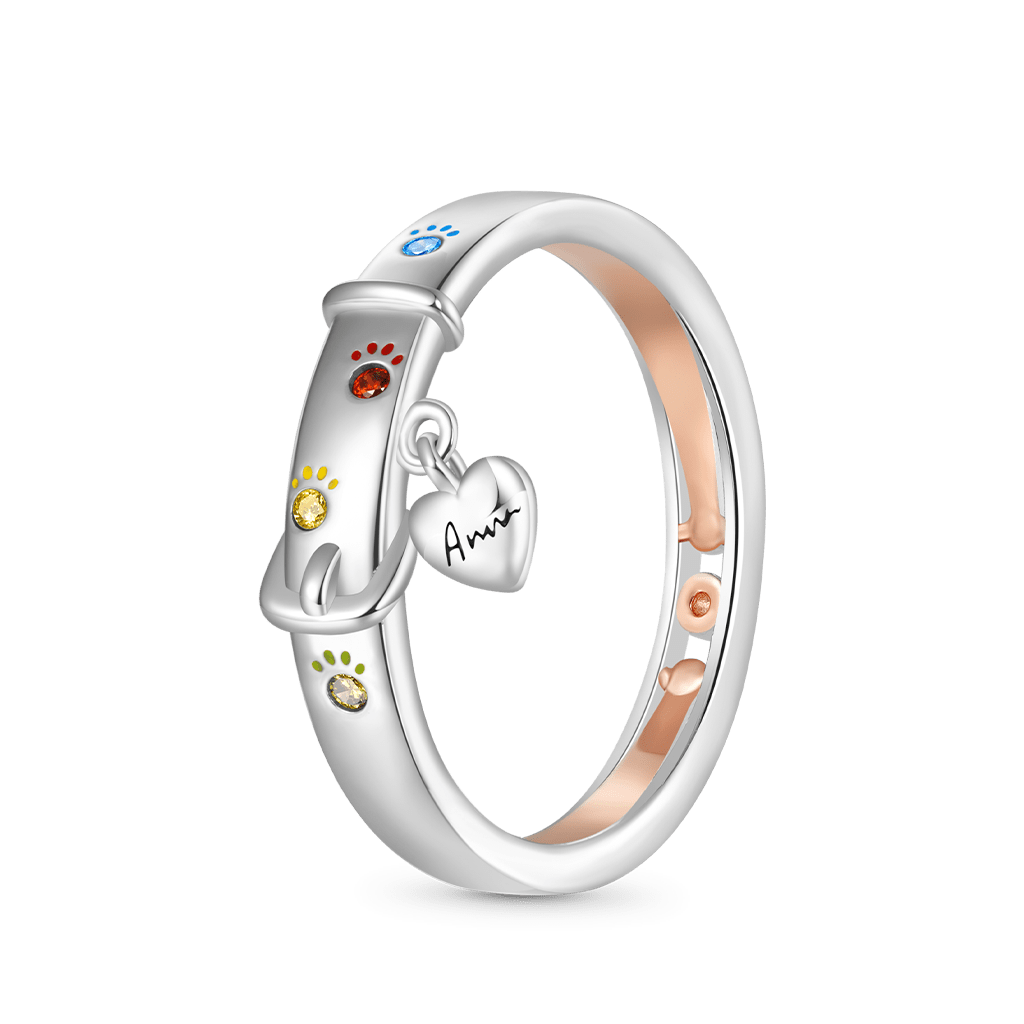 Gnoce Collar Paw Print Engravable Band Ring_3